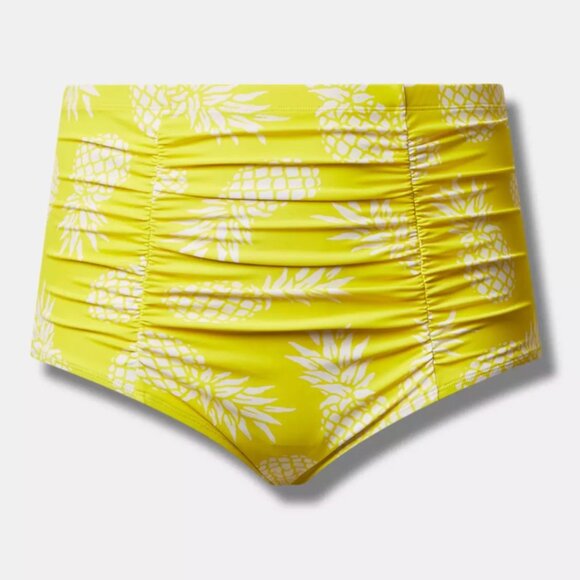 *BOGO FREE* Torrid Size 3 High-Rise Pineapple Ruched Bikini Bottom - Picture 1 of 7